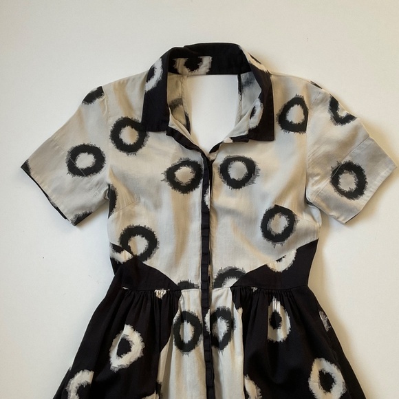 Lil By Anthropologie A-Line Shirt Dress Sz 2 Abstract Bold Retro Rockabilly Mod - Picture 4 of 13